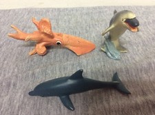 Safari LTD Sea Life Dolphin & Giant Squid PVC Figures Lot 