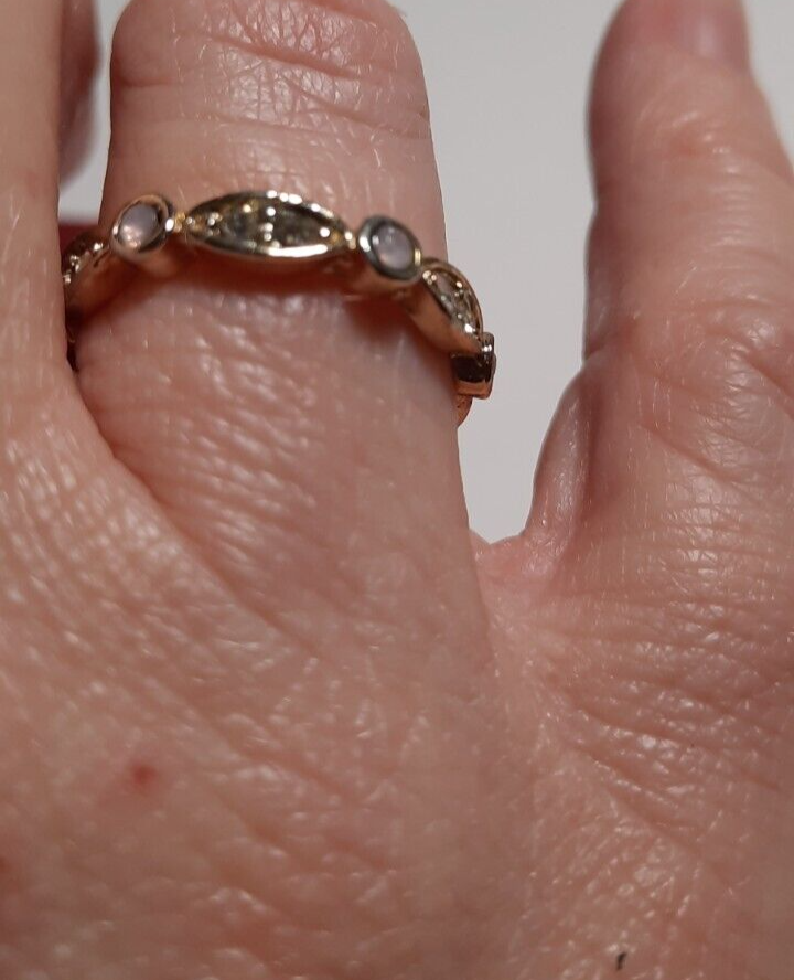 Stackable Ring Gold Tone with Round and Marquise Clear  Gold-Tone Multi-Band Ring with Marquise Clear Stone Sell As It Is main image 1