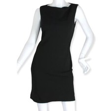 {RENA ROWAN} Black Dress Sz. 6 LBD/Sheath High Neck A-Line Lined Summer