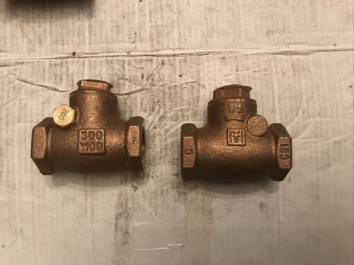 LOT OF 2 MILWAUKEE 1/2" BRASS LIFT CHECK VALVE 300 WOG THREADED 1/2 INCH - Picture 1 of 3