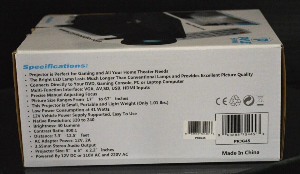Pyle Home PRJG45 Multimedia Mini Projector Open Box Tested - Image 2 of 4