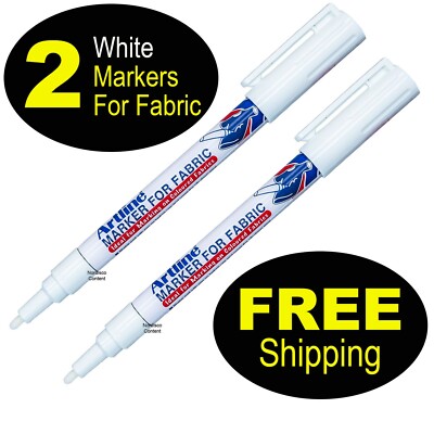 Artline EKC-1 47177 White Marker For Fabric, 1.2mm Bullet Point, 2 Each