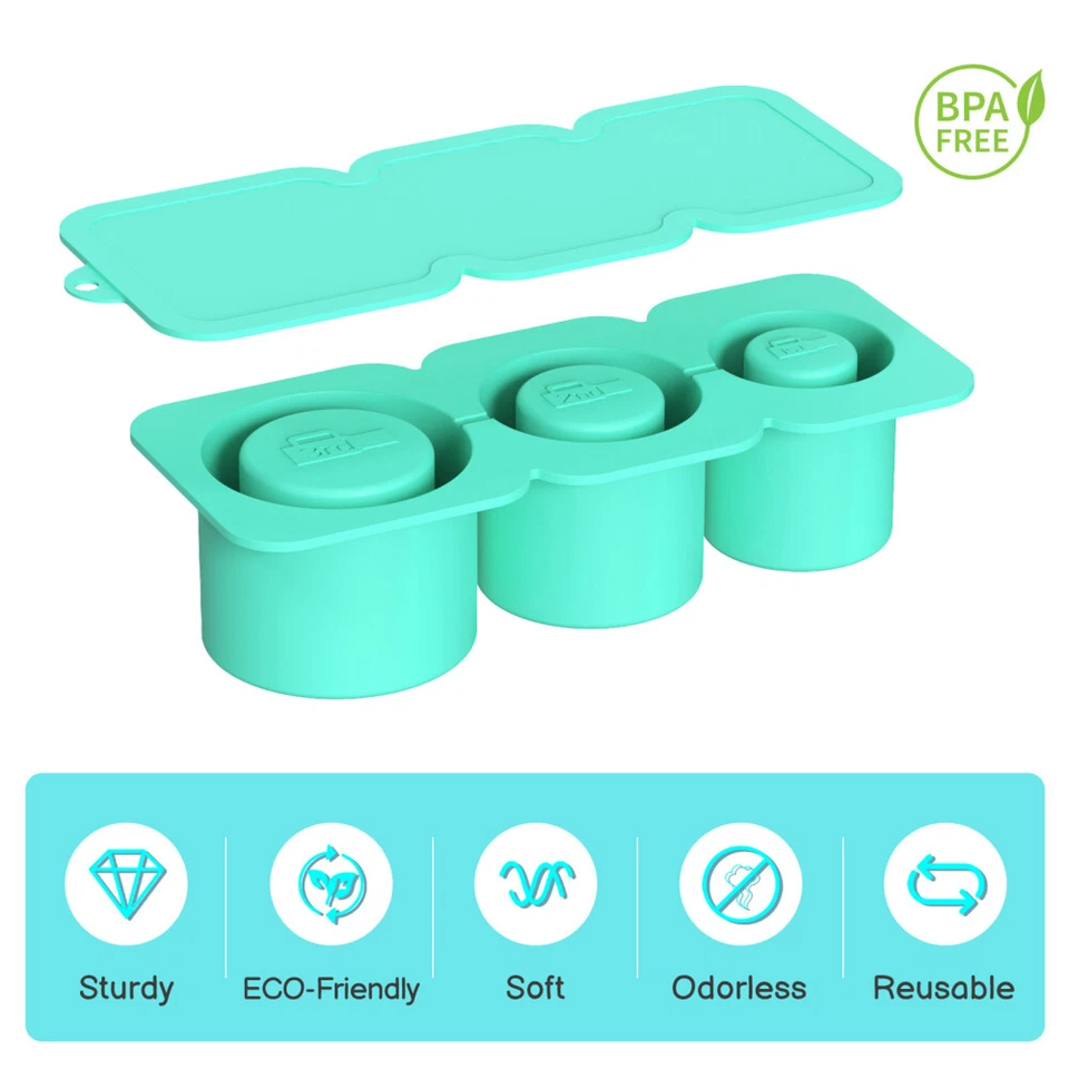 Bandeja redonda para cubitos de hielo con tapa congelador de grado alimenticio bandejas fáciles de limpiar para whisky Foto 4 de 4