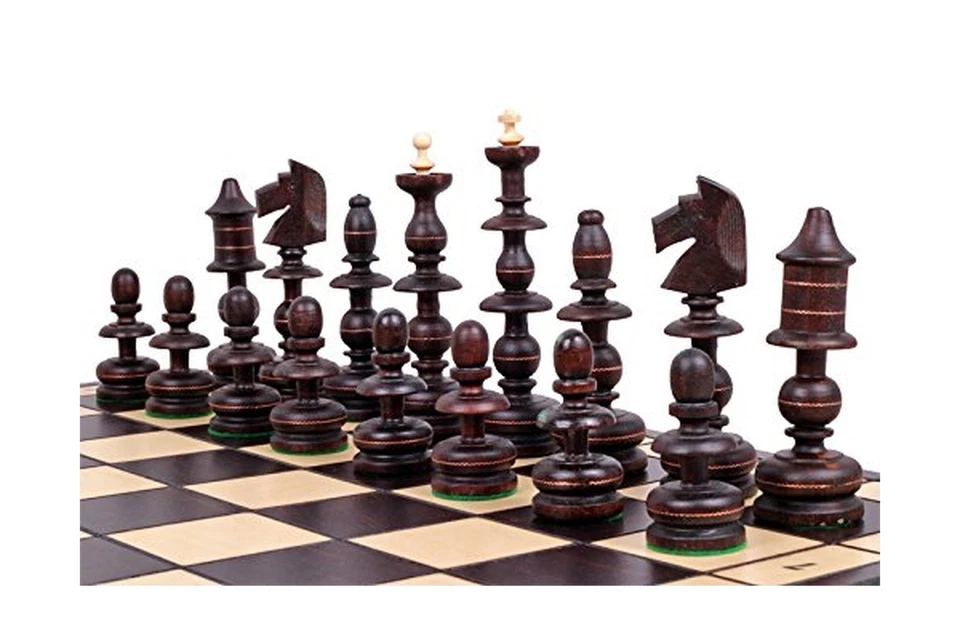 The Alcazar Chess Set an Unique Hand Crafted Wood Chess Pieces with a 5 inch ... - Image 2 of 4