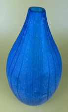 Art Glass Blue Vase ~ 10.5"