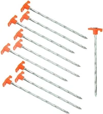 10 Pieces TWISTED Tent Stakes Pegs STRONGER THAN UNTWISTED PEGS! 10" Long x 1/4"