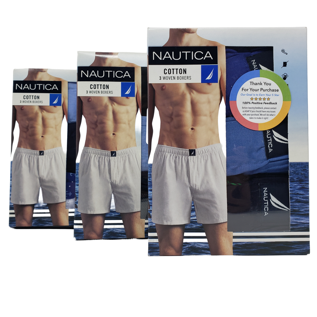 Nautica Men's Cotton 3 Woven Pack Boxers eBay