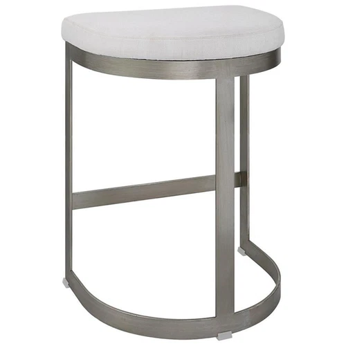 Uttermost Ivanna 26" Contemporary Metal and MDF Backless Counter Stool in Silver - Picture 4 of 10