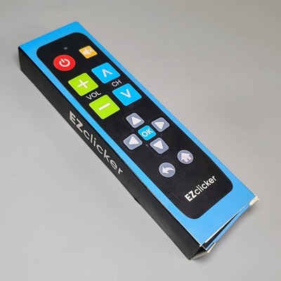 EZclicker Big Button Black Universal TV Remote for Seniors Works w/ Major Brands
