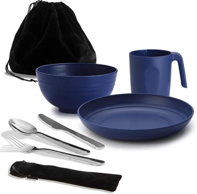 Camping Utensilien, ReaNea Camping Mess Kit für Reisen, Camping, Picknick, Outdo - Bild 1 von 4