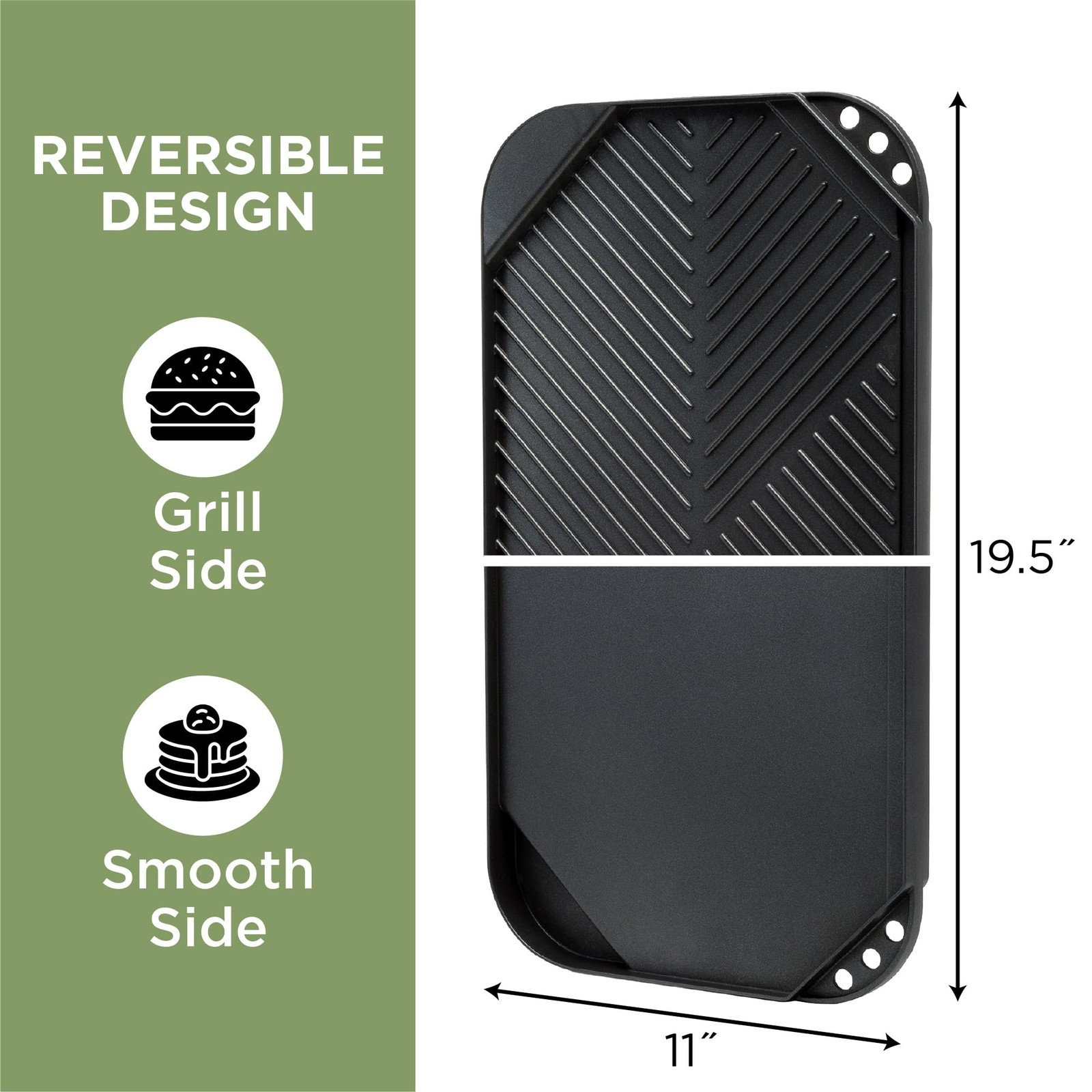 Ecolution Reversible Grill/Griddle Pan, Non-Stick, Dishwasher Safe, Double Bu...