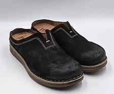 Born Seana Clogs Womens 8 39 Black Leather Suede Slip On Comfort Cork Wedge