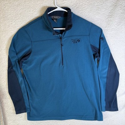 Mountain Hardwear Sweater Mens Large Blue Microchill 2.0 Fleece 1/4 zip Pullover