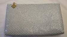 Vintage Whiting  Davis White Mesh Purse Clutch Bag Gold W/D Charm 10.5  X 6  