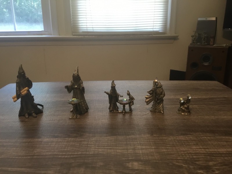 lot Of 5 Vintage Pewter Wizards.