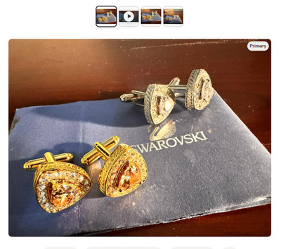 1899 Vintage 2 Pair Swarovski Cufflinks Studs Gold & Silver Excellent Condition