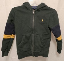 Polo Ralph Lauren Toddler Boys Sz 5 Fleece Zip Up Hoodie Forest Green Navy