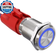 10 Amp 16Mm Latching Push Button Switch 12V Angel Eye LED Waterproof round...