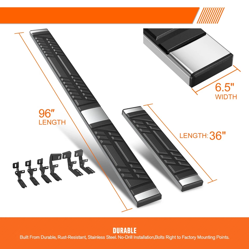 Estriberas de estriberas de barra lateral de 6,5" para Dodge/Mercedes/Freightliner Sprinter 07-24 Foto 3 de 4