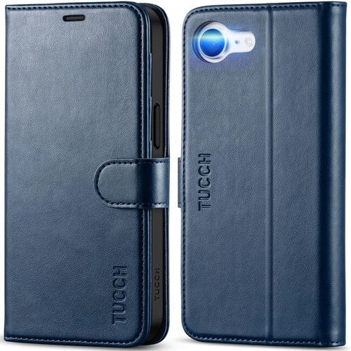 TUCCH Wallet Case for iPhone 16e 2025 (6.1") 5G, Magnetic PU Leather Case with