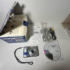 Olympus FE-170 6.0MP Digital Camera Silver — (Broken Battery Door) Tested