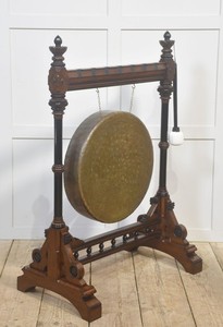 Monumental Gothic Revival Walnut Dinner Gong – Late 19th Century
