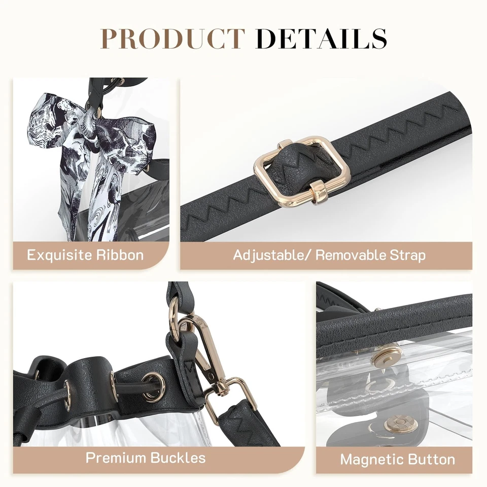 Bolso Transparente para Estadio Aprobado, Bandolera Transparente Bolso Cubo Cartera PVC Transparente Foto 4 de 4