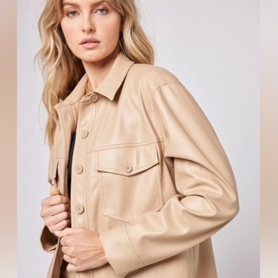 L*Space Echo Began Leather Jacket/Shirt in Tan Size XS