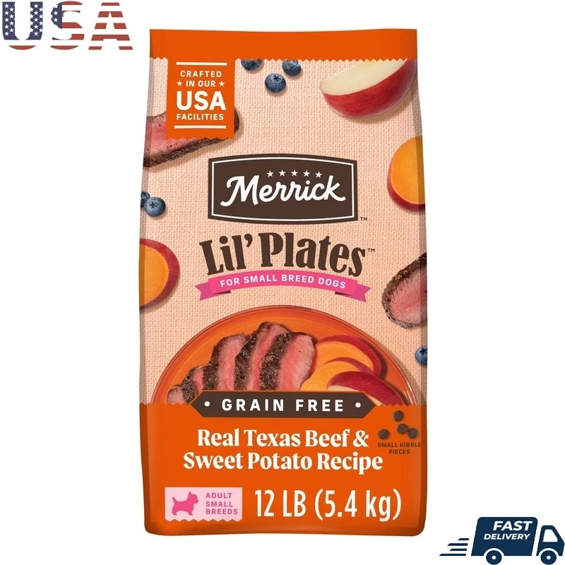 Grain Free Small Breed Dog Food Dry Kibble Beef Sweet Potato Digestive Health US