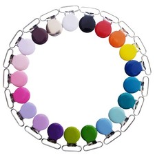 21 Enamel Metal Round Pacifier Clips/Garment Suspender Clips Baby Pacifier Cl...