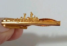 Vtg US Navy Tie Bar Clasp Gold Tone H-H Hilborn-Hamburger Eagle Star Makers Mark