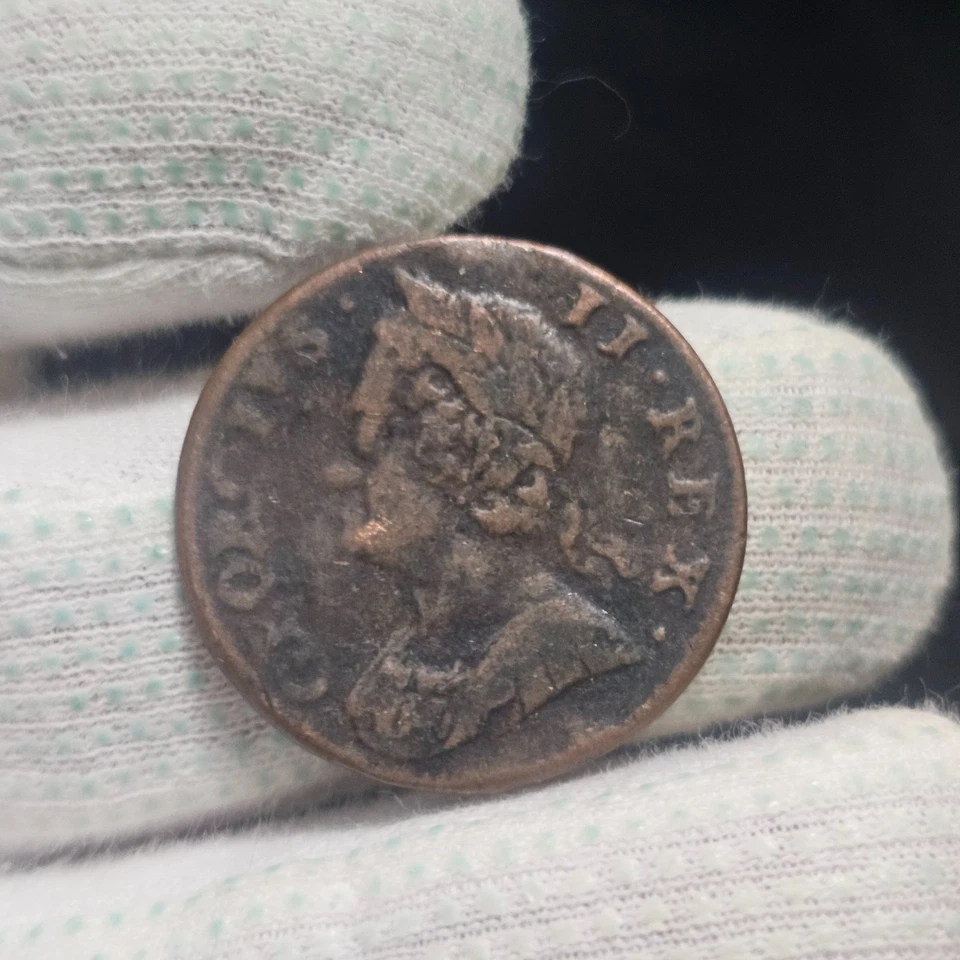 1752 Half Penny Used In Early America George II Colonial Coin - Image 4 of 4