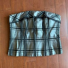 Black and Gray Plaid Corset Top