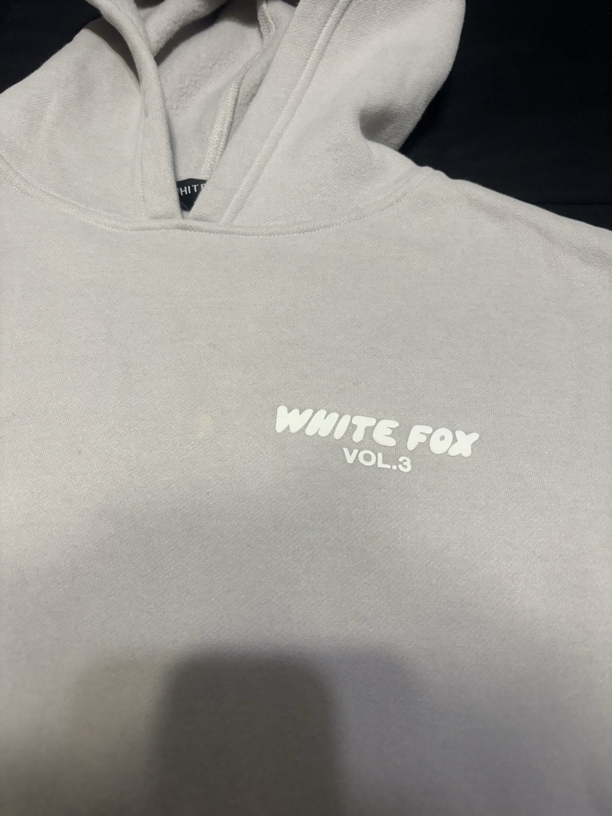 White Fox Vol. 3 Women Hoodie Sz S/M Fleece Pullover Light Gray Y2K Boho School image 3