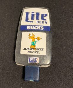 Vintage  MILWAUKEE BUCKS MILLER LITE ACRYLIC BEER TAP HANDLE 1980's