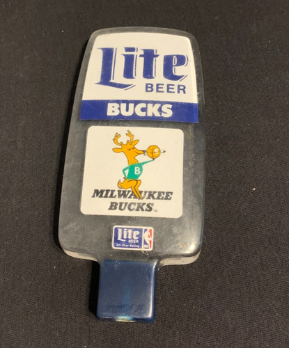 Vintage  MILWAUKEE BUCKS MILLER LITE ACRYLIC BEER TAP HANDLE 1980's