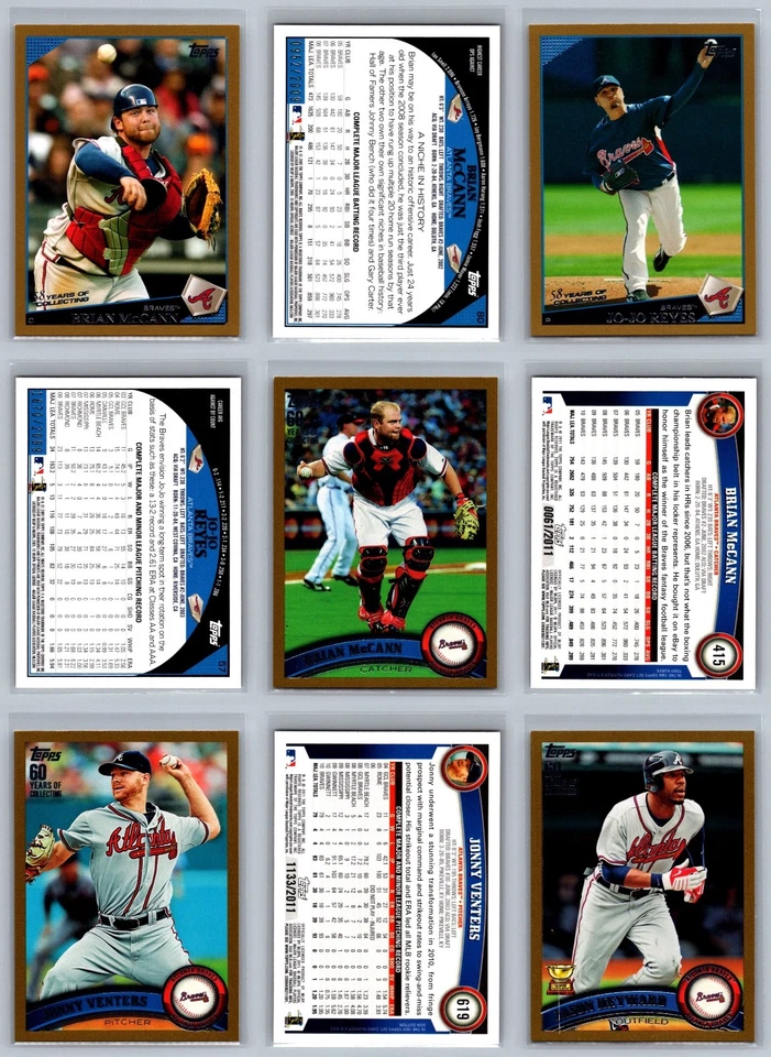 Atlanta Braves Topps Gold Serial Numbered #/2009 Baseball Card Lot (21) NM - Image 4 of 4