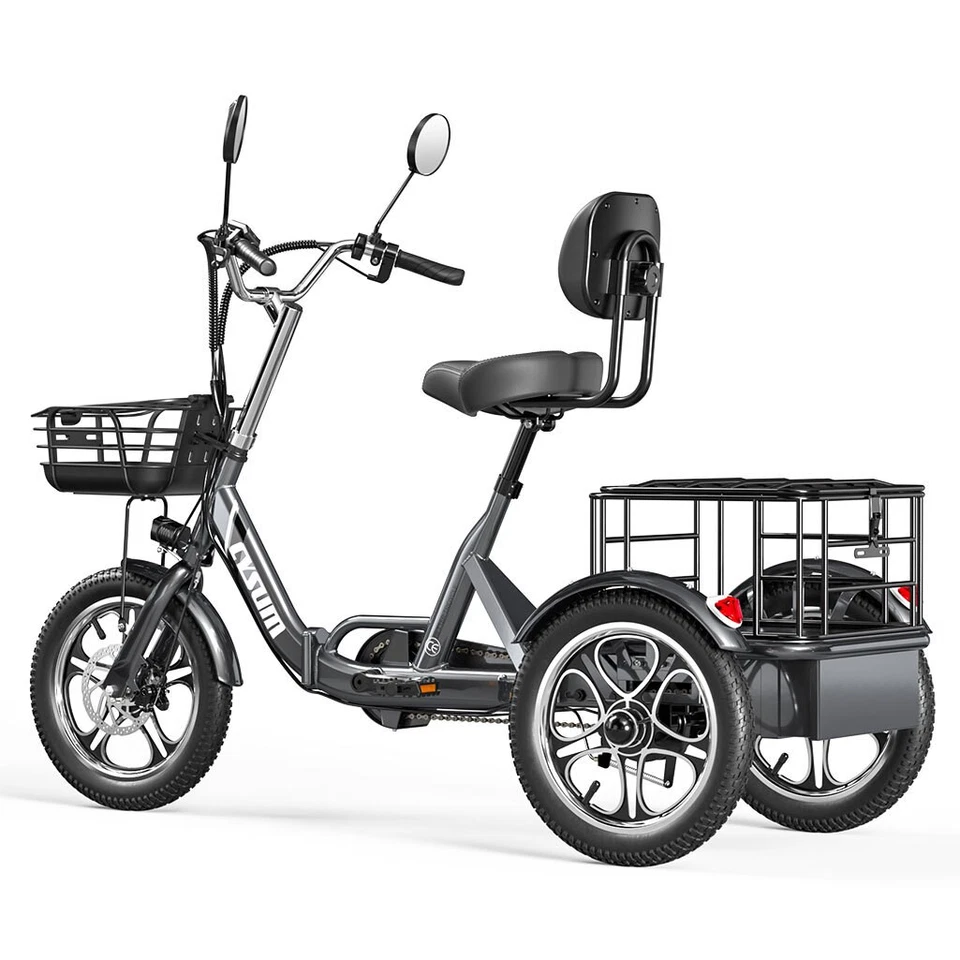 3 Räder Fahrrad Cargo Trike mit E Korb 350W Elektro Dreirad E-Bike 16 Zoll EU - Bild 4 von 4