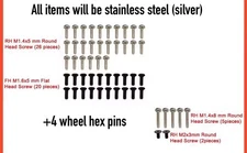 Losi Micro-B/T Hardware set (57 Pcs) Screws SILVER Set 1:24 1:28 Scale 🇺🇸