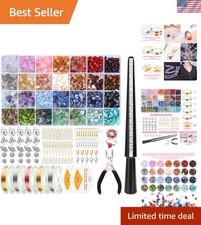 Adult-Friendly Jewelry Craft Kit: 28 Colors of Crystal Beads Essential Tools
