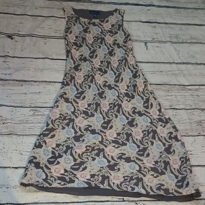 Charter Club Gray Pink Blue Floral Print Silk Sheath Dress Fairy Soft Girl 10