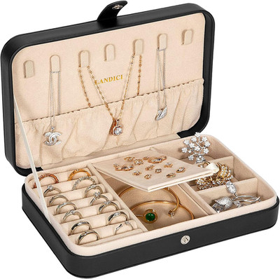 Small Jewelry Box for Women Girls, PU Leather  Jewelry Case, Portable Jewelry Or