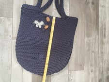 Knitting Handmade Bag Blue Large Bag Tote Bag