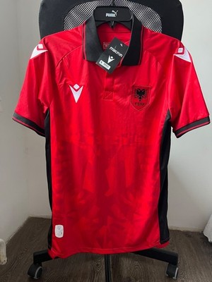 ALBANIA NATIONAL TEAM HOME 2023 - 2024 FOOTBALL SHIRT MACRON sz S