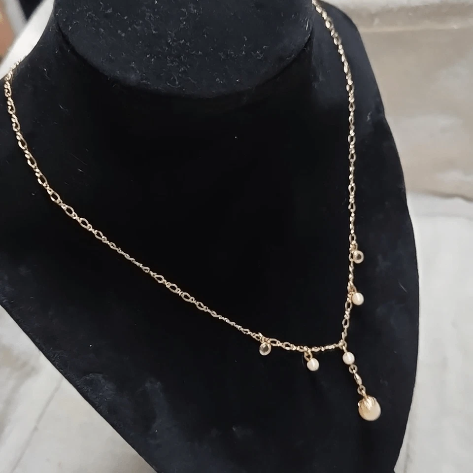 Colar Lariat Vintage Coleção 1928 Moldura de Pérola Delicada Cristal Strass - Imagem 2 de 4