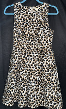Forever 21 Leopard Print FLOWY MINI DRESS ZIP UP BACK WOMENS SIZE MEDIUM EUC