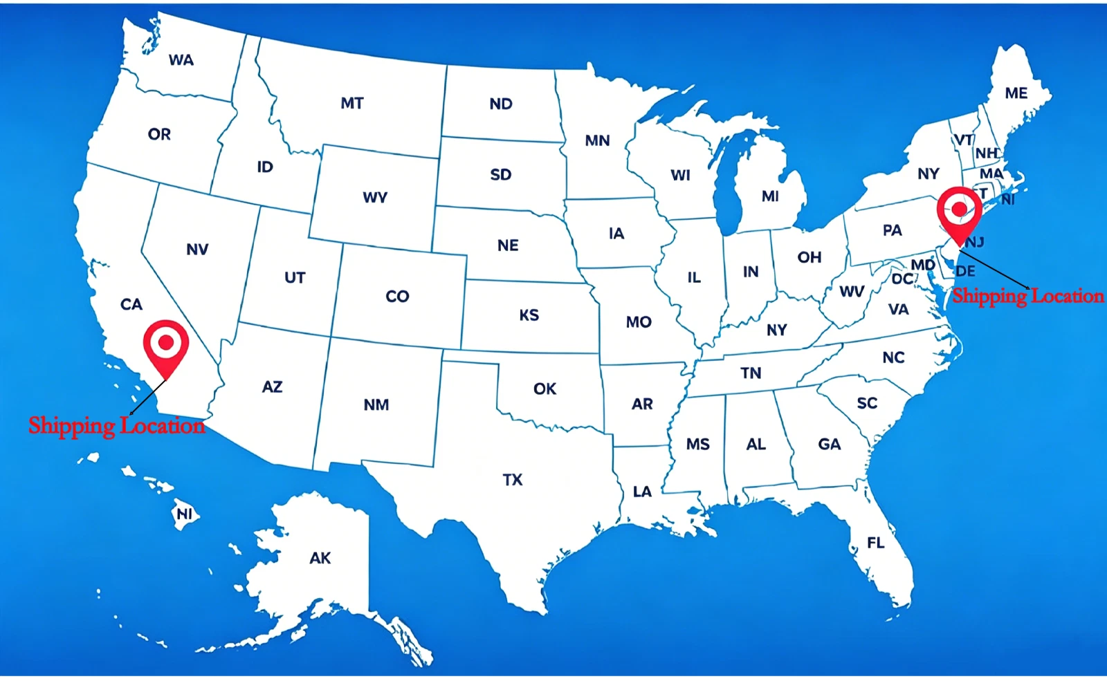 Shipping Location Map