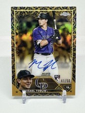 2023 Topps Chrome Gilded Gold Etch Blue Michael Toglia RC ROOKIE AUTO /50