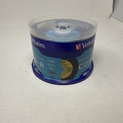 50 pack VERBATIM 52X CD-R Digital Vinyl 700MB Media Disc Spindle 94587 