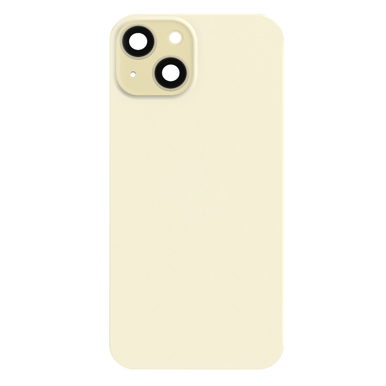 Châssis arrière iPhone 15 Plus beige Clappio avec lentille caméra pour réparation vitre cassée